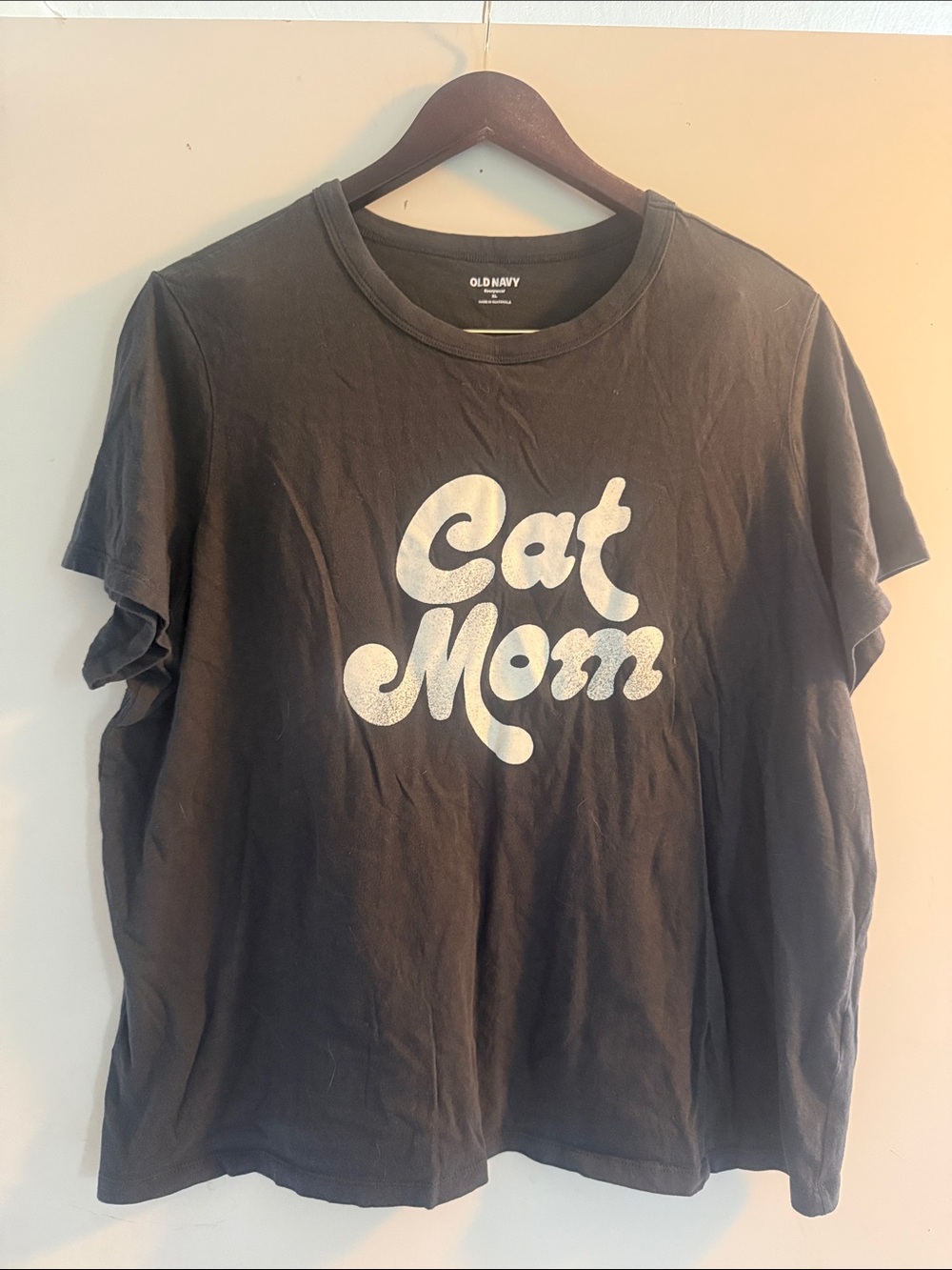 Old Navy Women’s Black Dark Gray Everywhere 'Cat Mom' Short Sleeve Tee Sz XL EUC